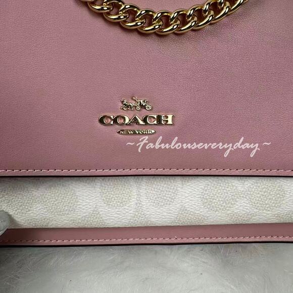 Coach Klare Crossbody Bag In Signature Canvas & Leather/Gold/Carnation CV978 - Picture 12 of 13